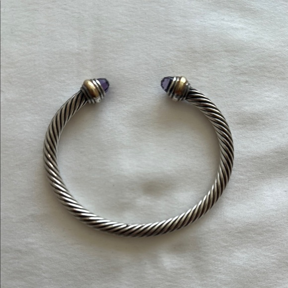 David Yurman Silver and Gold-Toned Bracelet with Purple Accents